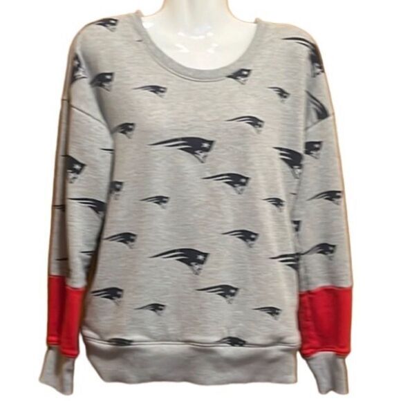 New England Patriots NFL Juniors Sweatshirt Sz M 7/9 Collection Crewneck Pockets - Picture 1 of 7